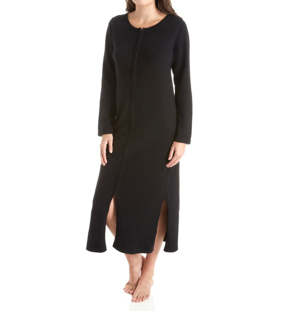 Long Front Zipper Cashmere Robe-acs