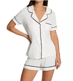 Essential Soft Short PJ Set Ivory/Black Trim L