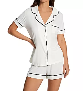 Essential Soft Short PJ Set Ivory/Black Trim S