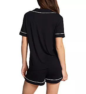 Essential Soft Short PJ Set Black/Ivory Trim S