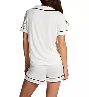 Essential Soft Short PJ Set Ivory/Black Trim S