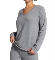 Cozy V-Neck Top Heather Grey S