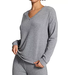 Cozy V-Neck Top Heather Grey XL
