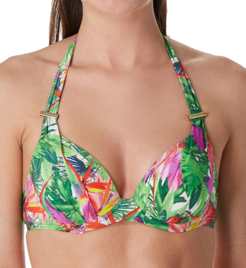 Fleur Tropicale Moulded Plunge Swim Top-fs