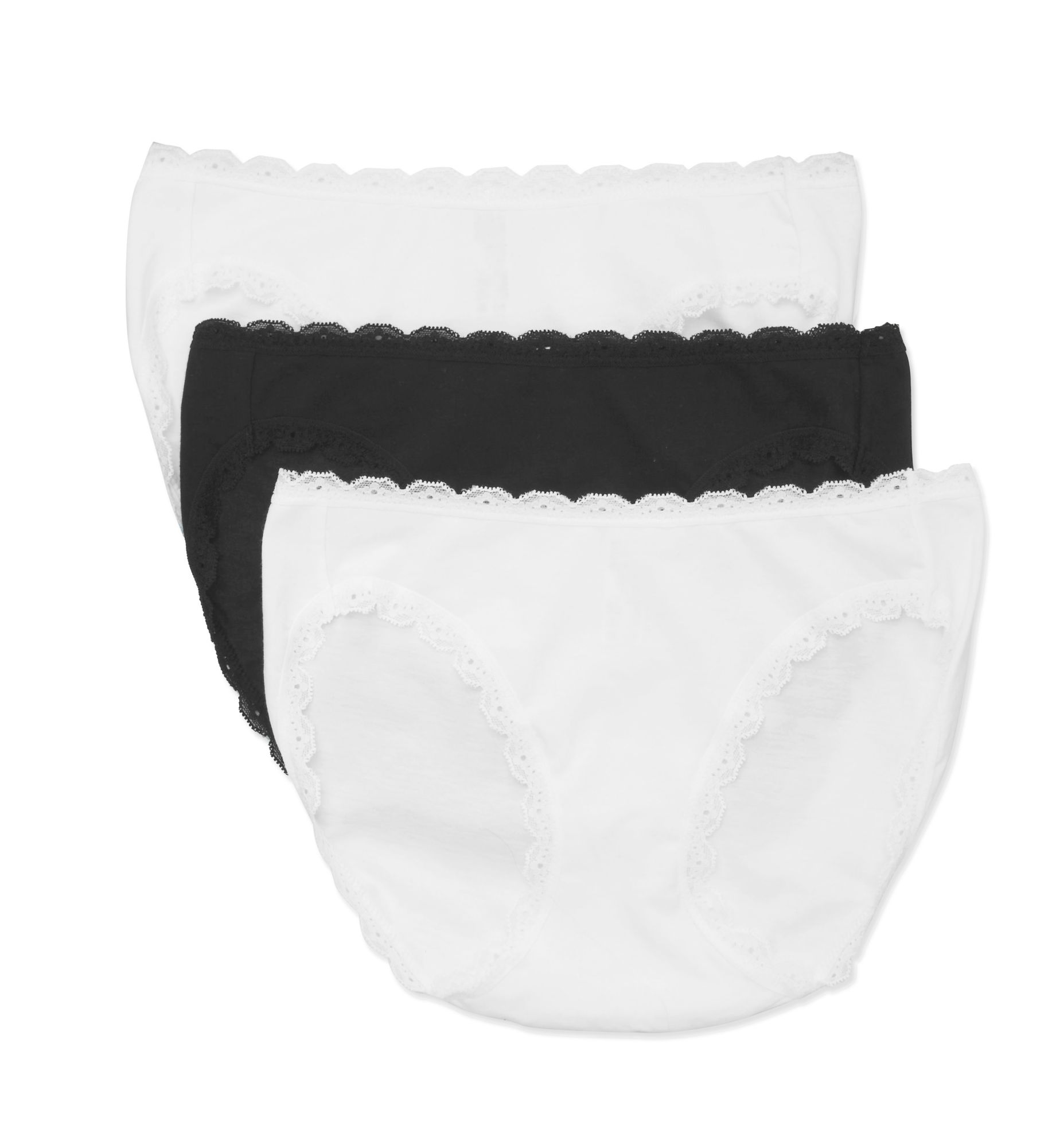 b.tempt'd by Wacoal Women's Inspired Eyelet Bikini Panty - 3 Pack in Basic | Size: Large | HerRoom.com