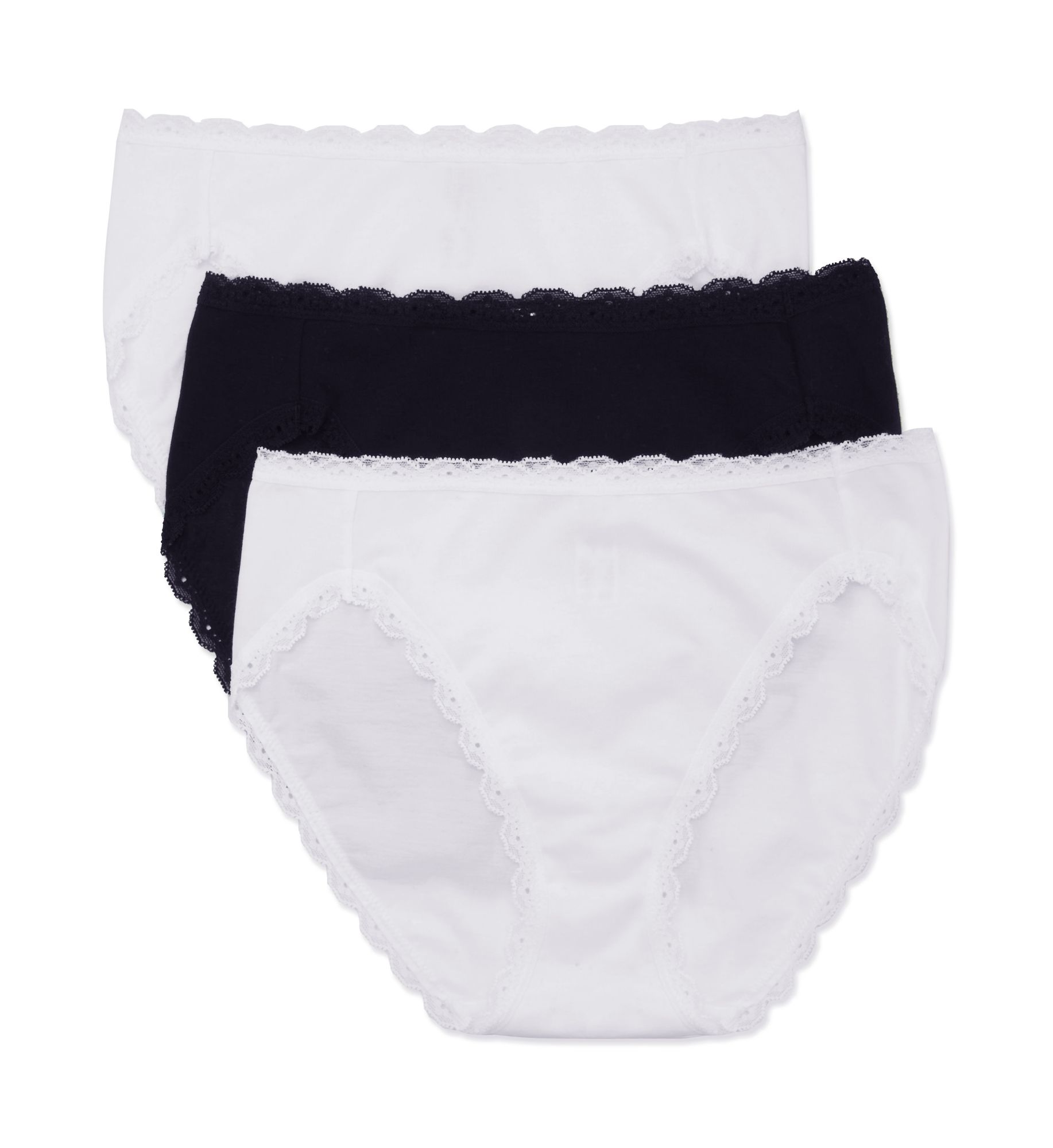 b.tempt'd by Wacoal Women's Inspired Eyelet Hi-Leg Panty - 3 Pack in Basic | Size: Large | HerRoom.com
