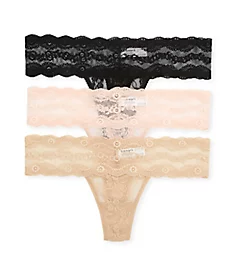 Lace Kiss Thong - 3 Pack Black/Nude Light/Nude S