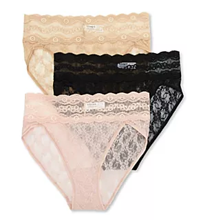 Lace Kiss Hi-Leg Panty - 3 Pack Black/Nude Light/Nude S