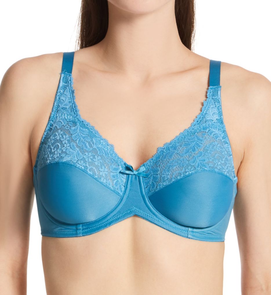 Bali Women's Lilyette Comfort Lace Minimizer Bra in Blue | Plus Size 36C | HerRoom.com