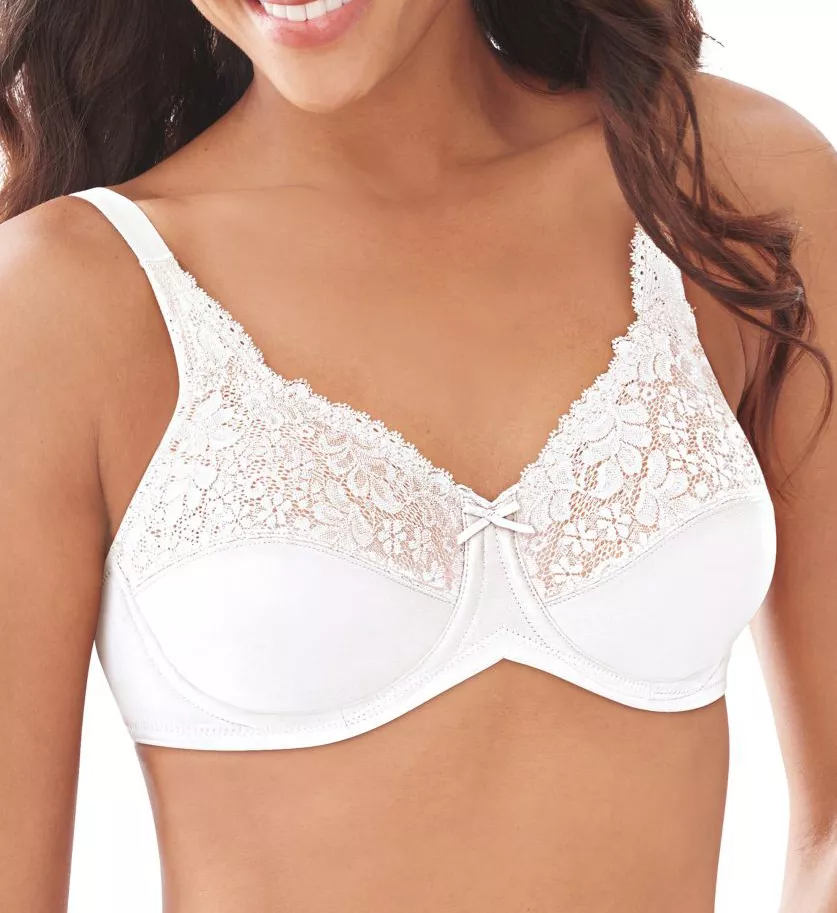 Lilyette Comfort Lace Minimizer Bra White 46DD