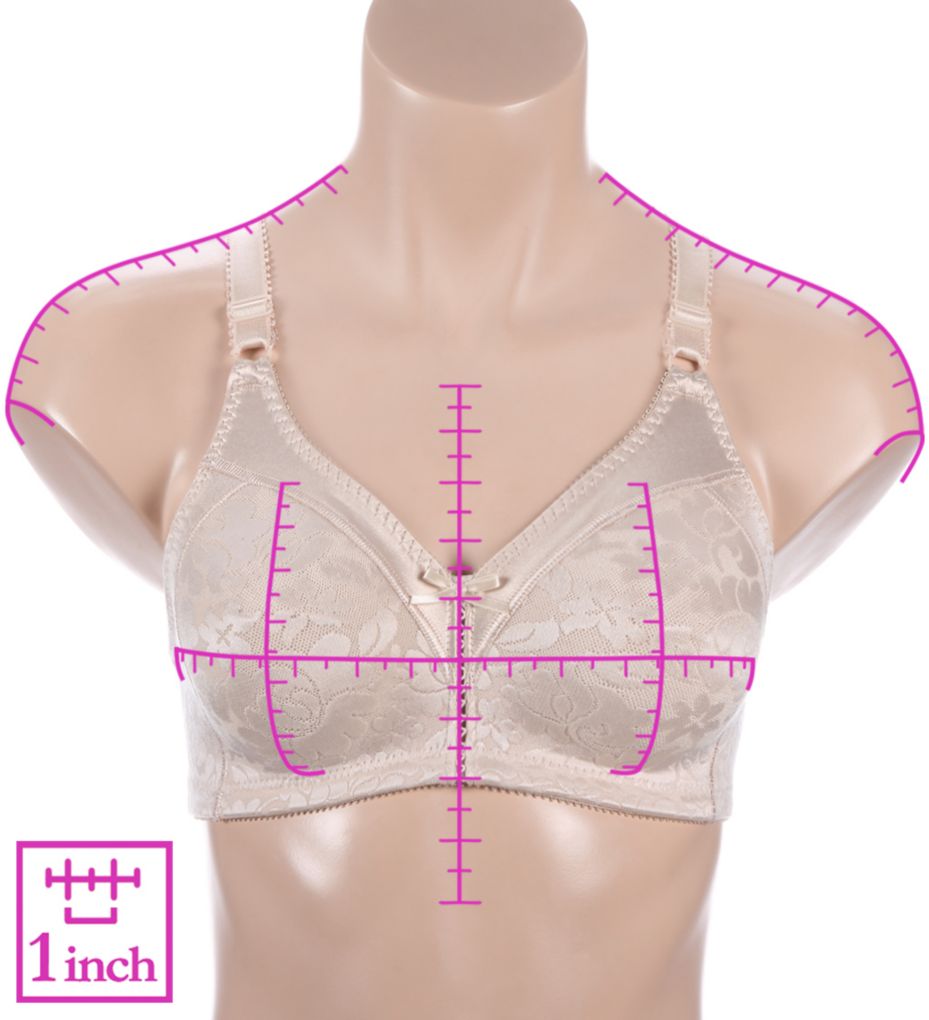 840B3 Bali 3372 Double Support Lace Spa Back Closure Wirefree Bra 34DD  Taupe