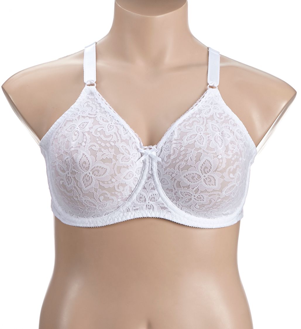 Bali Lace 'N Smooth Seamless Cup Underwire Bra White 42C  - Image 1