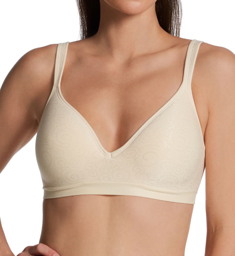 Bali Women's Comfort Revolution Wirefree Bra in Light Beige Swirl | Size: 34DD | HerRoom.com