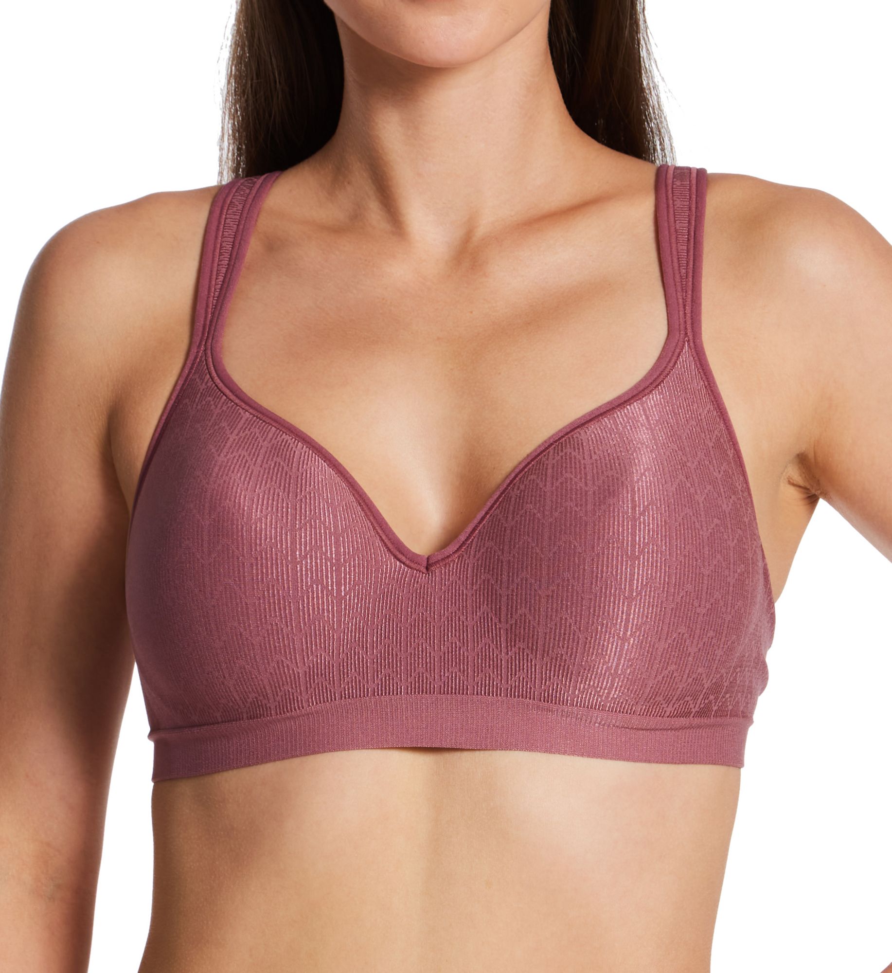 Bali Women's Comfort Revolution Wirefree Bra in Rustic Berry Red Zag | Size: 42B | HerRoom.com