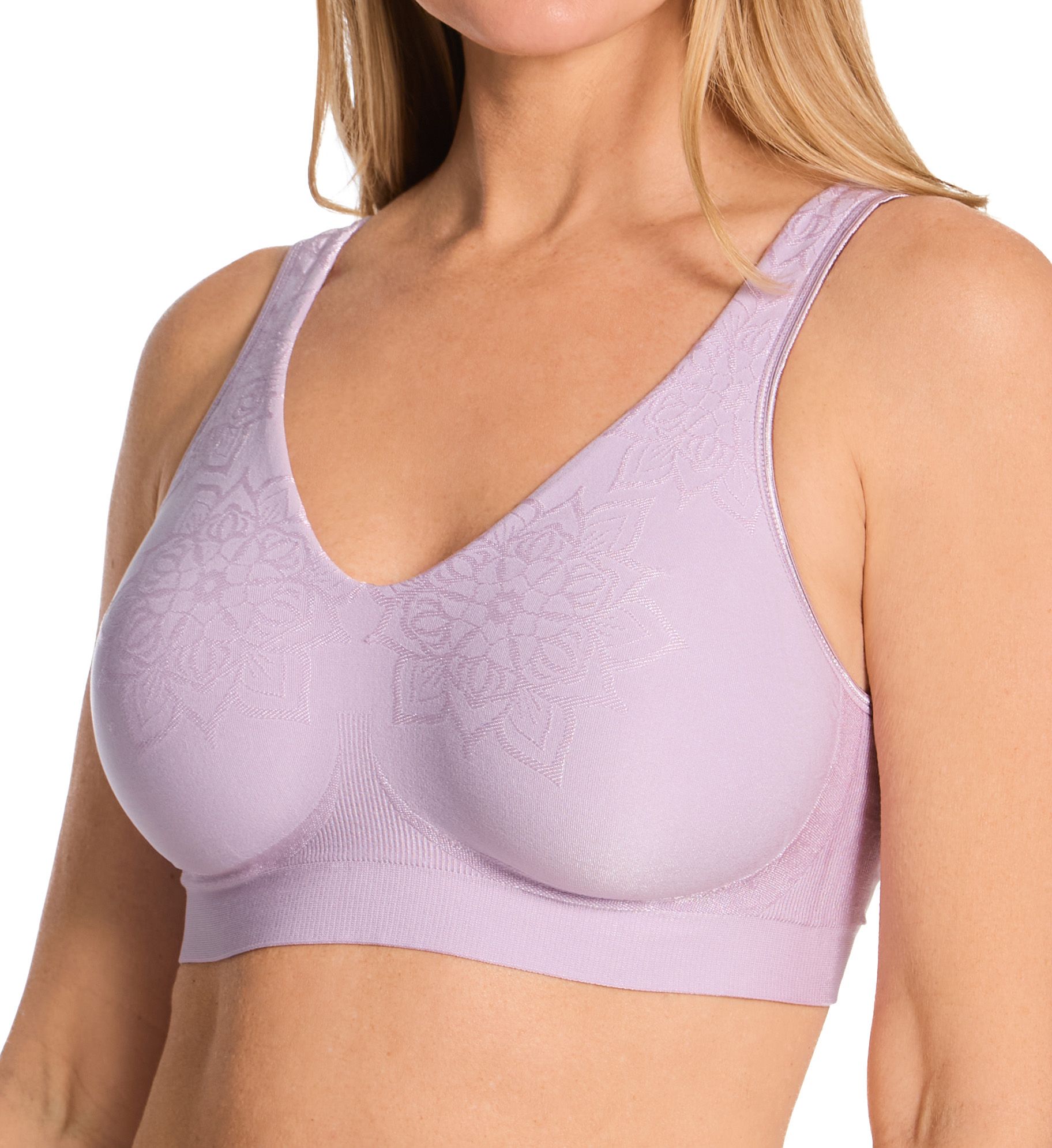 Bali Women's Comfort Revolution ComfortFlex Fit Wirefree Bra in Purple Mauve Aztec | Size: Large | HerRoom.com