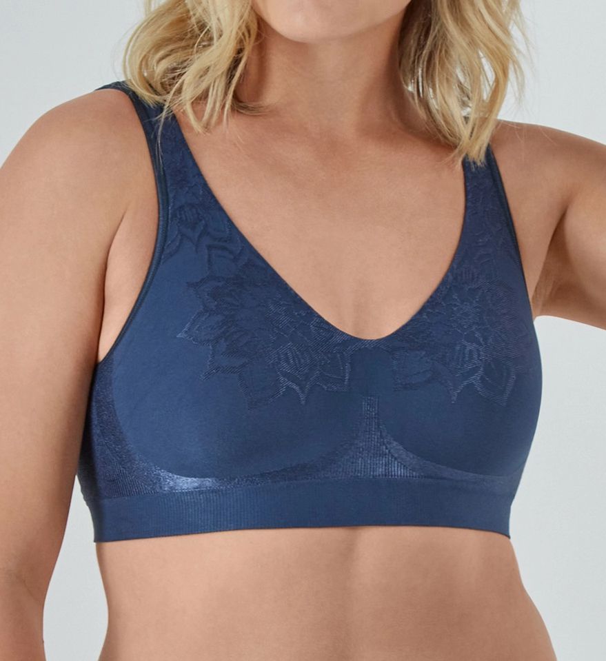 Bali Women's Comfort Revolution ComfortFlex Fit Wirefree Bra in Navy Aztec | Size: 3X | HerRoom.com