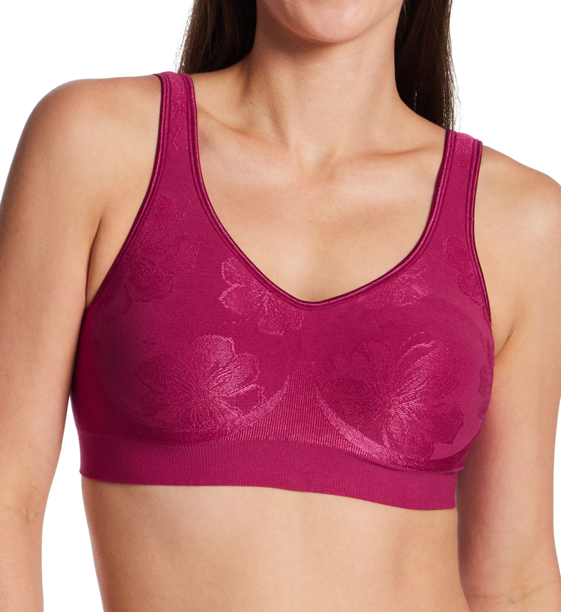 Bali Women's Comfort Revolution Shaping Wirefree Bra in Deep Cerise Tropic | Size: 3X | HerRoom.com