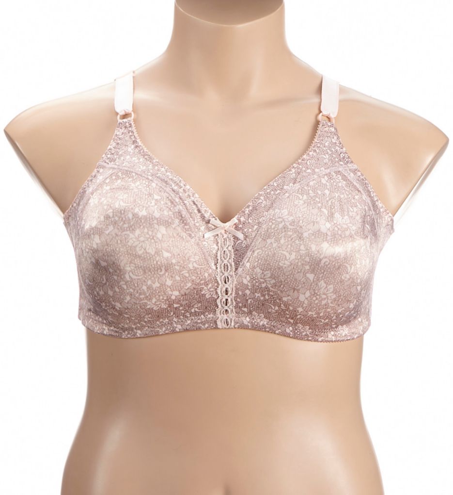 Bali Double Support Cool Comfort Wirefree Bra pink chic lace print 34C  - Image 1