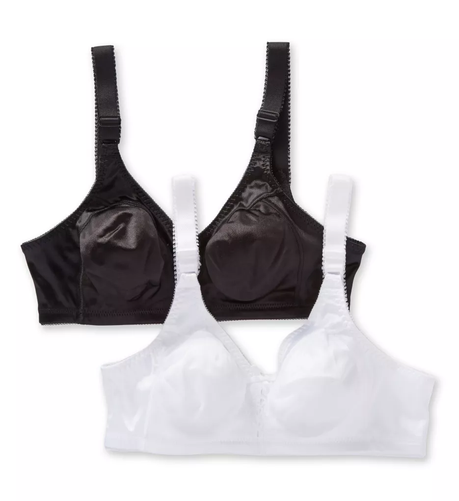 Double Support Cool Comfort Wirefree Bra - 2 Pack Black/White 42C