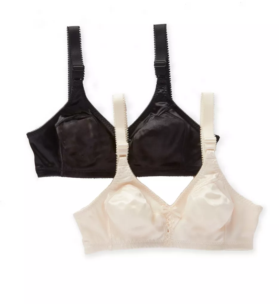 Double Support Cool Comfort Wirefree Bra - 2 Pack Black/Light Beige 42D