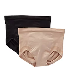 Comfort Revolution Firm Control Brief Panty - 2 Pk Nude/Black M
