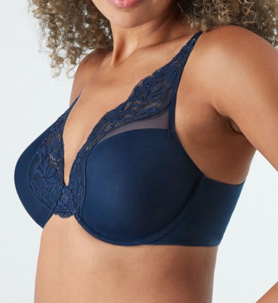 Bali Women's One Smooth U Comfort Stretch Lace Underwire Bra in Blue | Plus Size 40C | HerRoom.com