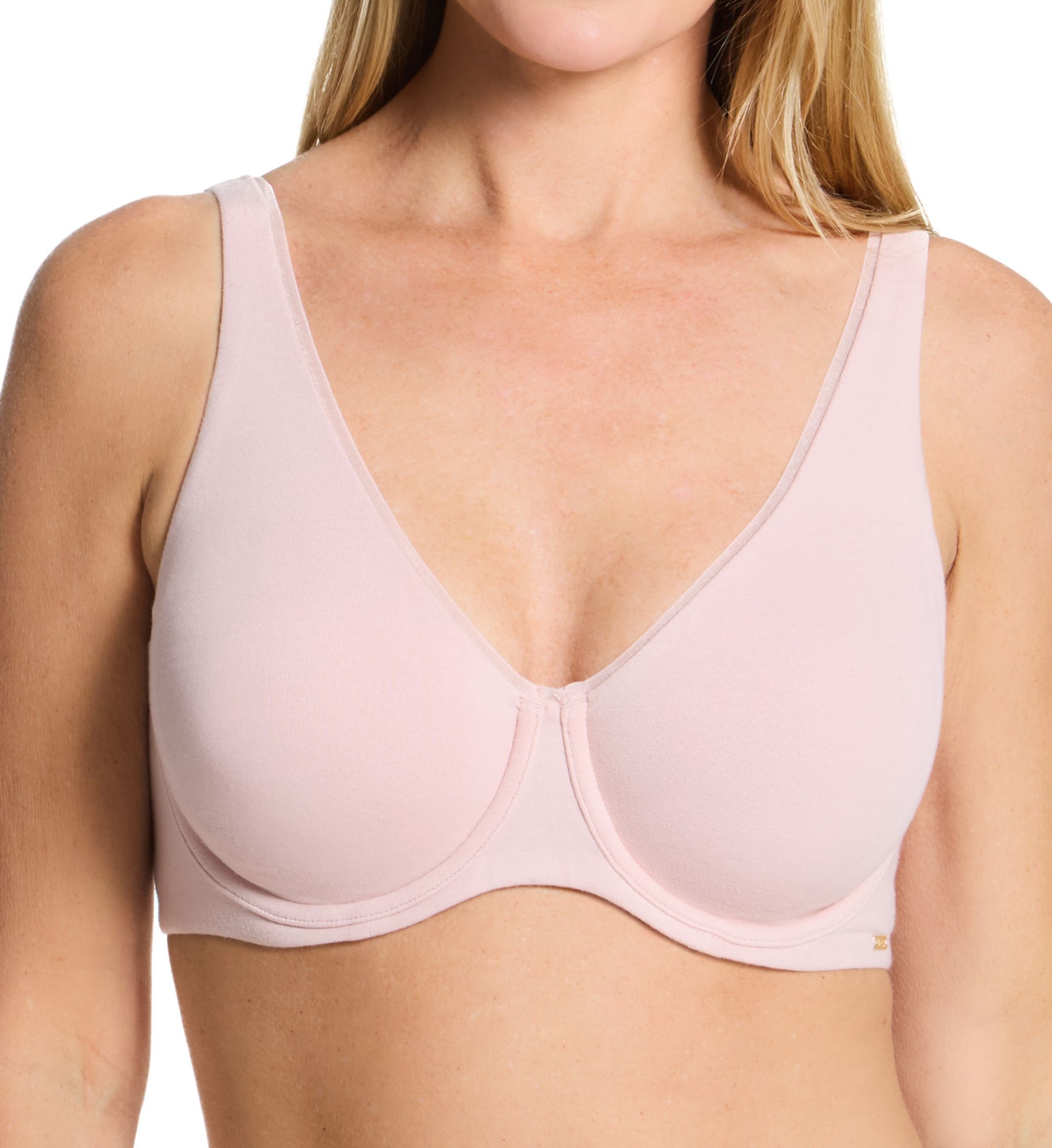 Bali Women's Cotton Collection 2-Ply Underwire Bra in Sheer Pale Pink | Size: 38DD | HerRoom.com