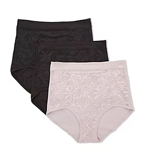Breathe By Bali High Waist Lace Brief - 3 Pack Black/Black/Gloss 6