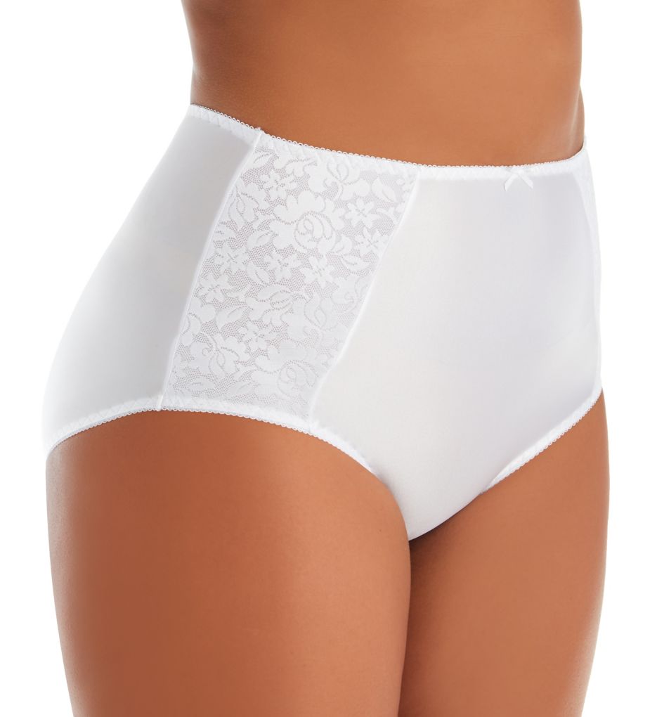 Bali Women`s Set of 6 Full-Cut-Fit Stretch Cotton Brief 8, White