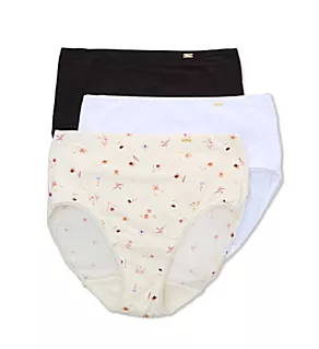 Cotton Collection Brief Panty - 3 Pack Black/White/Poppy 5