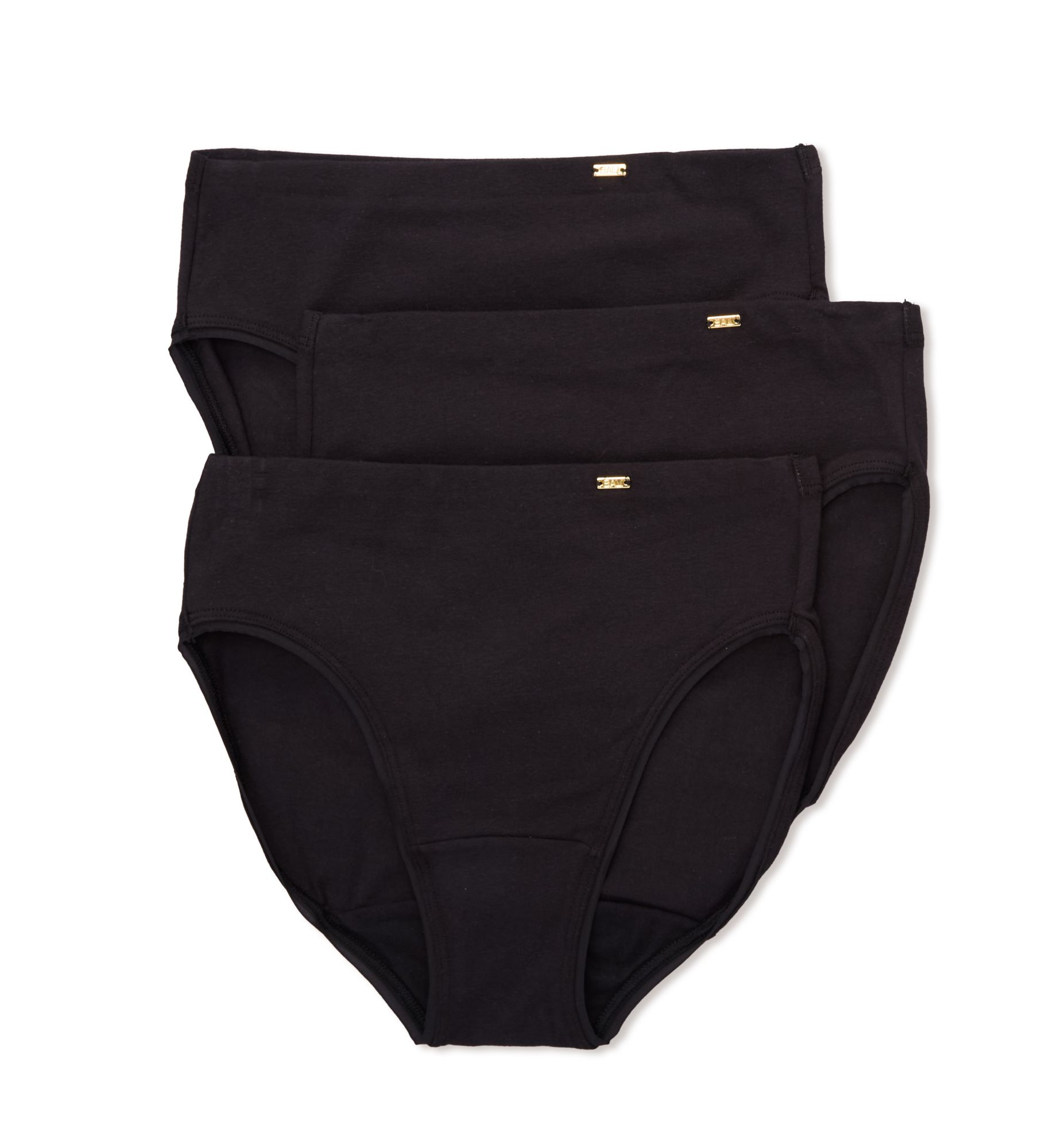 Bali Women's Cotton Collection Hi-Cut Panty - 3 Pack in Black/Black | Size: 8 | HerRoom.com