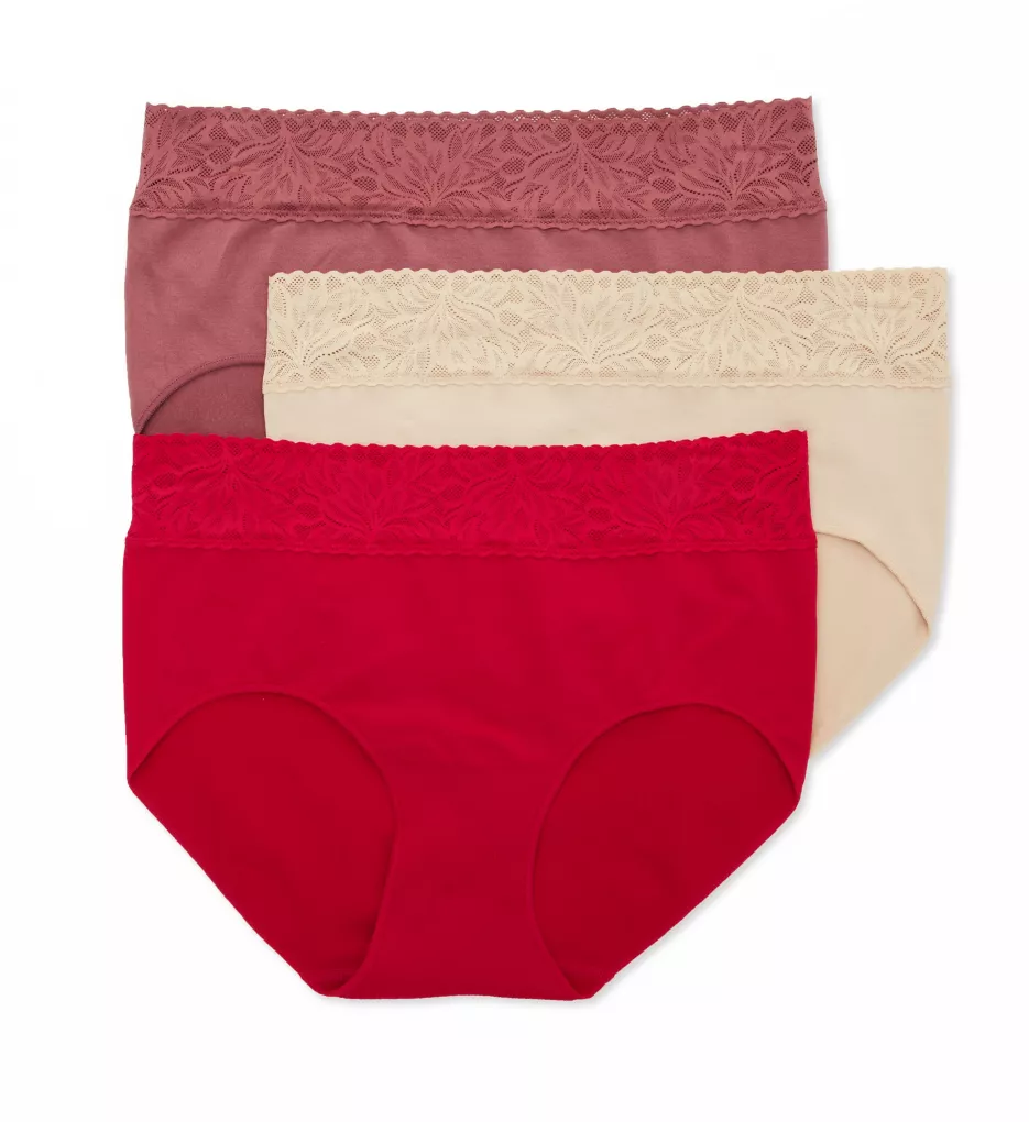 Modern Seamless Brief Panty with Lace - 3 Pack Rustic Red/Almond 6