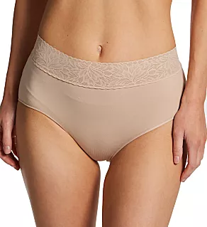 Modern Seamless Lace Trim Brief Panty Almond 6