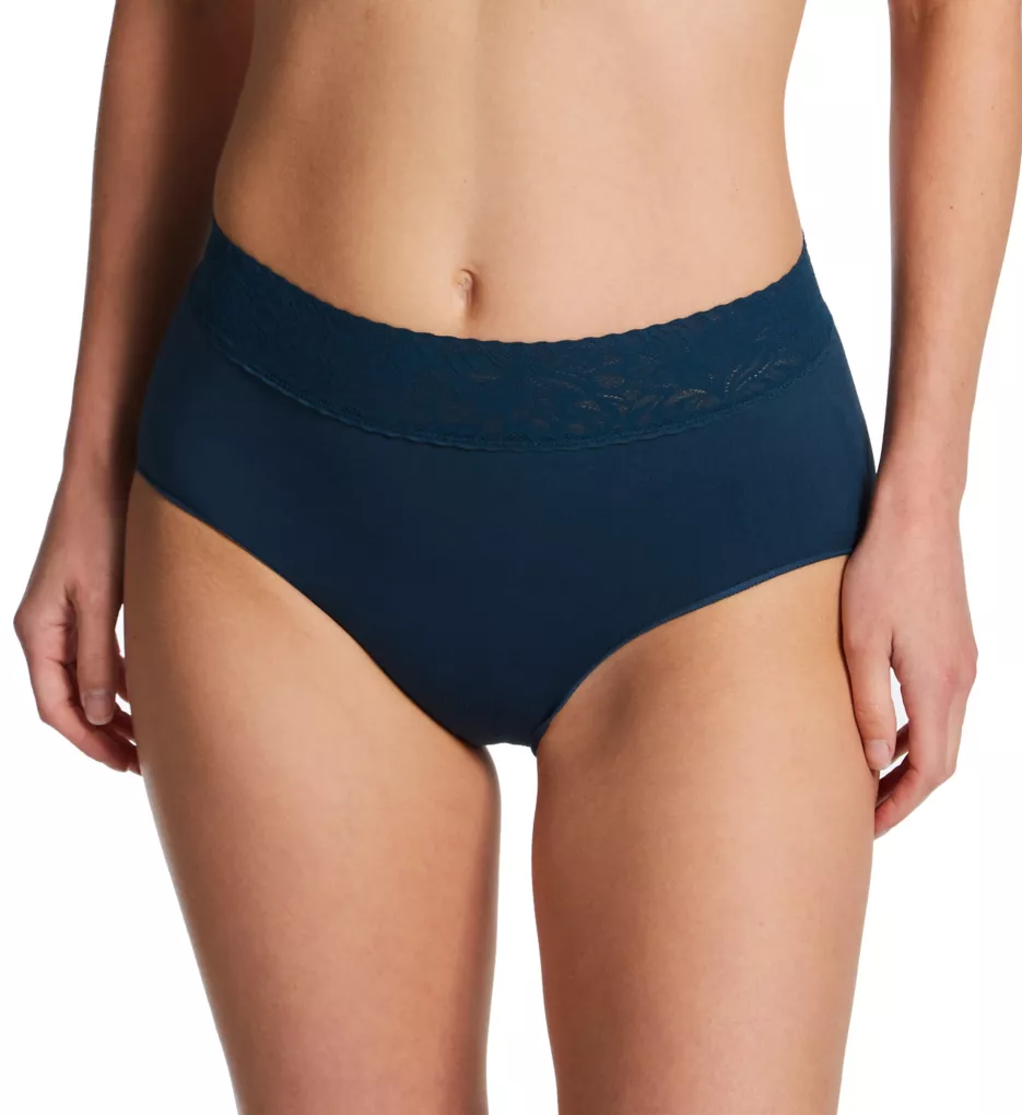 Modern Seamless Lace Trim Brief Panty Juniper Blue 6