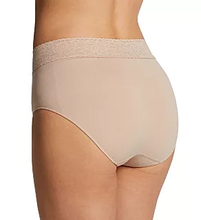 Modern Seamless Lace Trim Brief Panty Almond 6