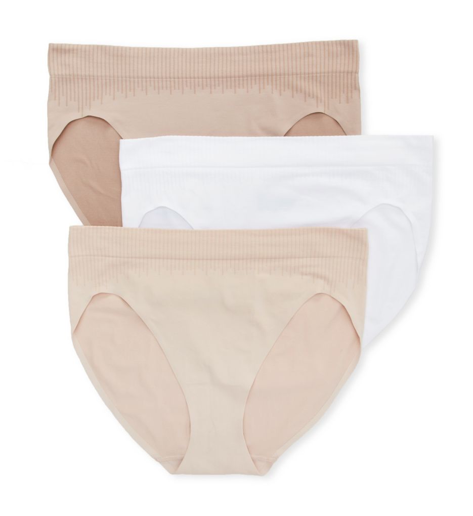 Bali Women's Comfort Revolution Seamless Hi Cut Panty - 3 Pack in Blush/White/Sandshell | Size 5 | HerRoom.com