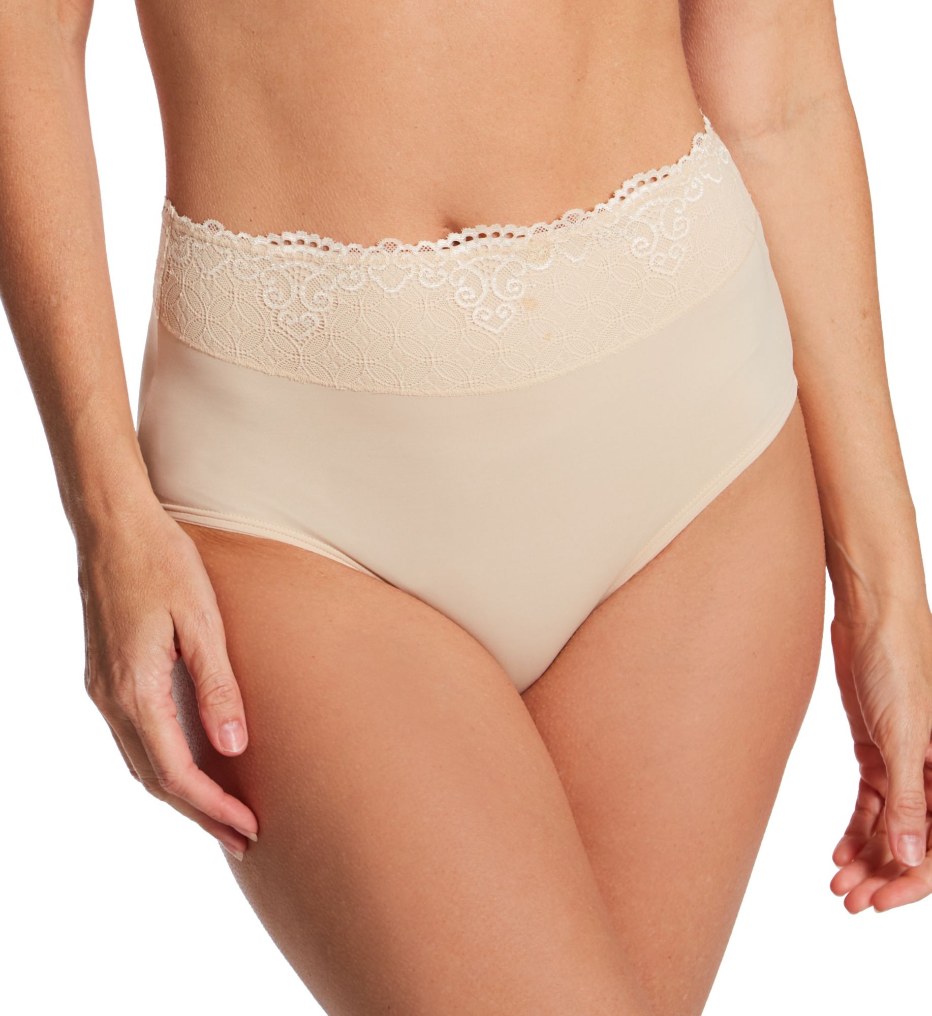 Bali Women's Passion For Comfort Brief Panty in Soft Taupe With Lace | Size: 9 | HerRoom.com