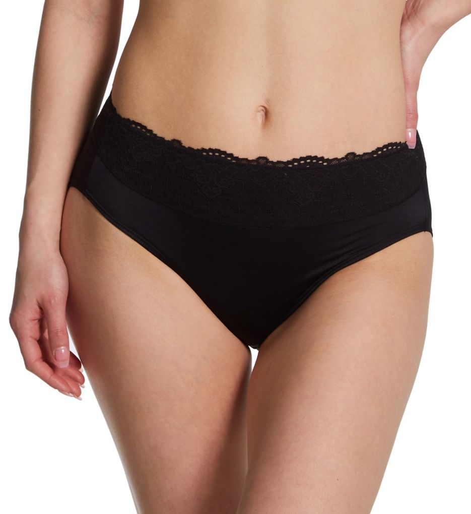 Bali Women's Passion For Comfort Hi-Cut Brief Panty in Black Lace | Plus Size 8 | HerRoom.com