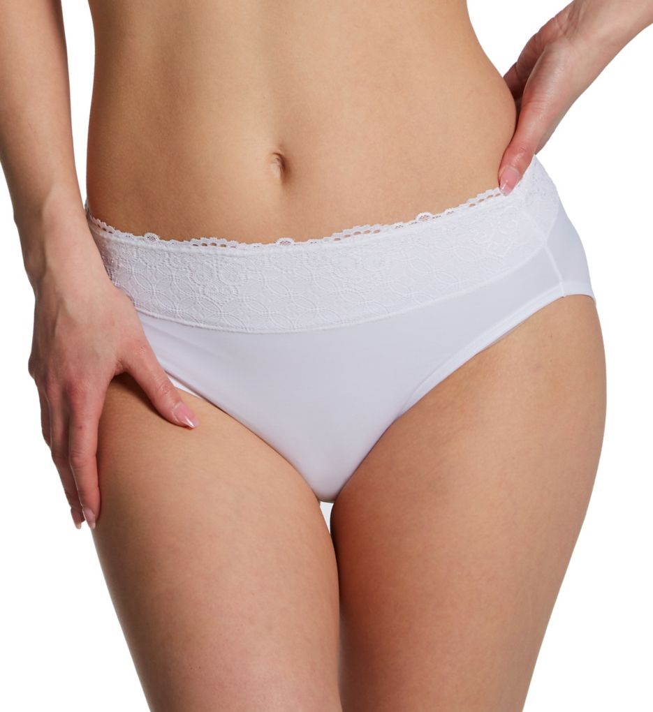 Bali Women's Passion For Comfort Hi-Cut Brief Panty in White/Lace | Plus Size 8 | HerRoom.com