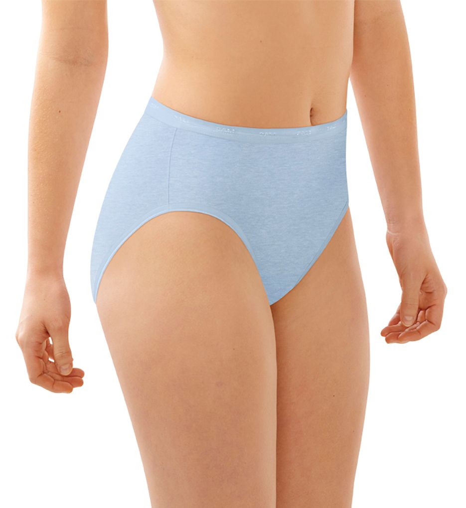 Full-Cut-Fit Stretch Cotton Hi-Cut Brief Panty Blue Tulle Heather