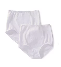 Light Control Stretch Cotton Brief Panty - 2 Pack White/White M