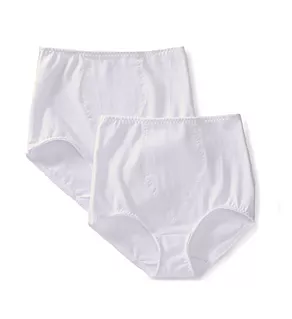 Light Control Stretch Cotton Brief Panty - 2 Pack White/White L
