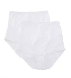 Microfiber and Lace Shaping Brief Panty - 2 Pack White/White M