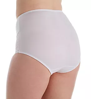 Microfiber and Lace Shaping Brief Panty - 2 Pack White/White L