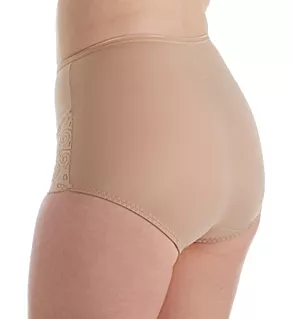 Microfiber and Lace Shaping Brief Panty - 2 Pack Nude M
