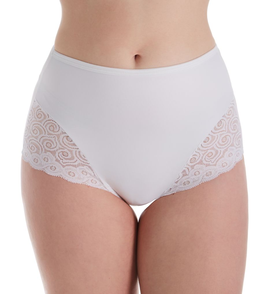 Bali Microfiber and Lace Shaping Brief Panty - 2 Pack White/White 2X  - Image 1