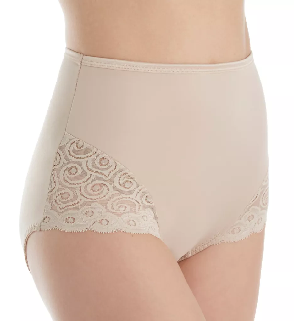 Microfiber and Lace Shaping Brief Panty - 2 Pack White/White M