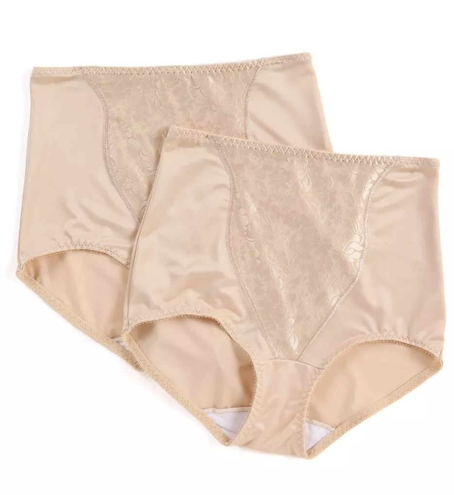 Lace Tummy Panel Shaping Brief Panty - 2 Pack Two Soft Taupe L