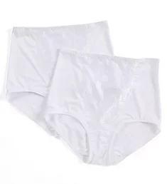 Lace Tummy Panel Shaping Brief Panty - 2 Pack White/White L