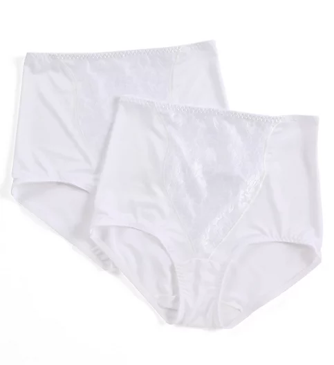 Lace Tummy Panel Shaping Brief Panty - 2 Pack White/White XL